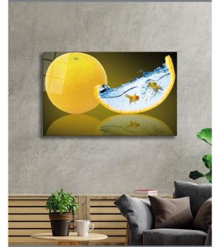 Zitronen und Fische Art Design rechteckiges spezial Glasbild!